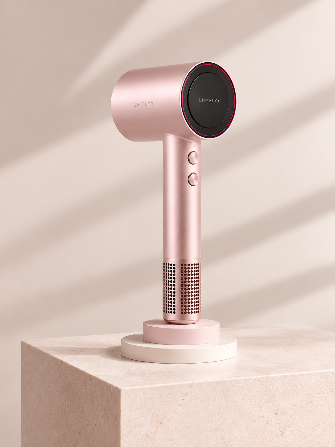 Lumelyy Flow high-speed ionic hair dryer in blush pink