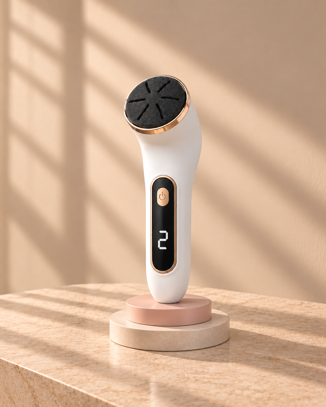 Lumelyy Soft electric callus remover in white and rose gold