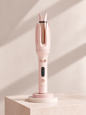 Lumelyy Wave automatic rotating hair curler in blush pink